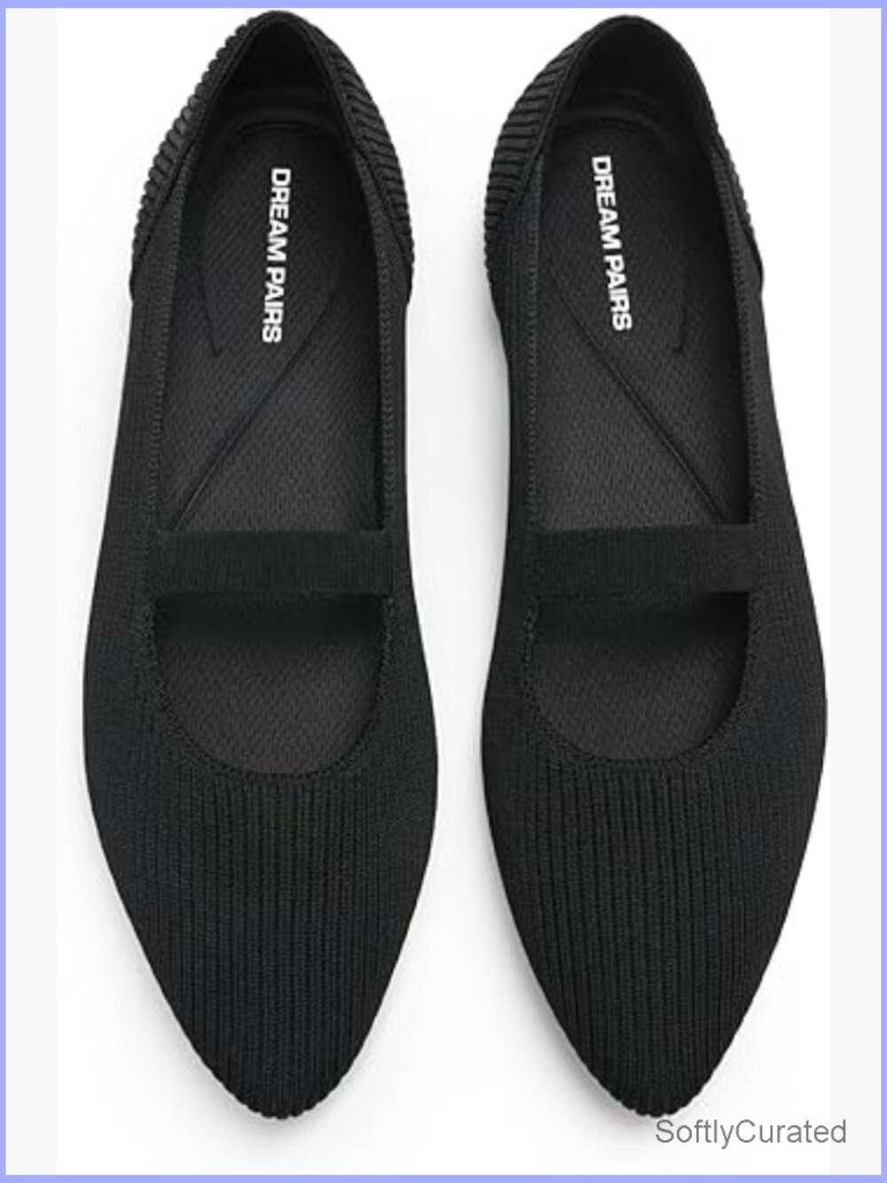 Pointed Toe Knit Ballet Flats Comfortable Dressy Mary Jane Work Shoes